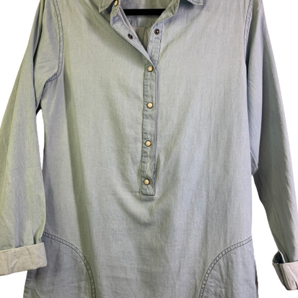COLORFAST APPAREL Light Wash Denim Shirt Jean Dress - Picture 5 of 15